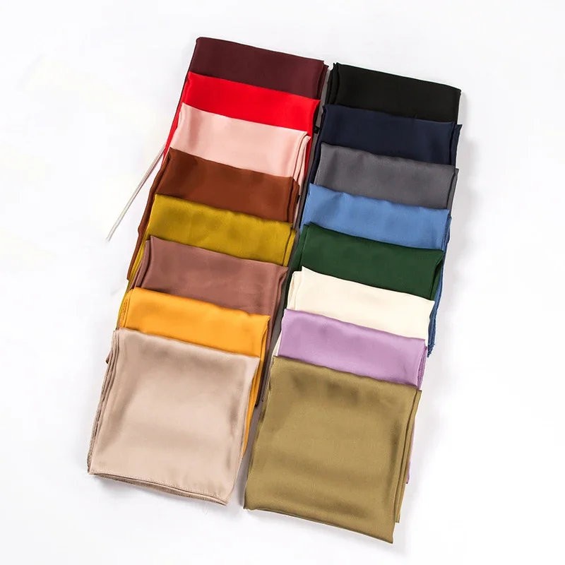 Scarf Silk Square - Saten Eşarp Kadın 70cm Düz Renk
