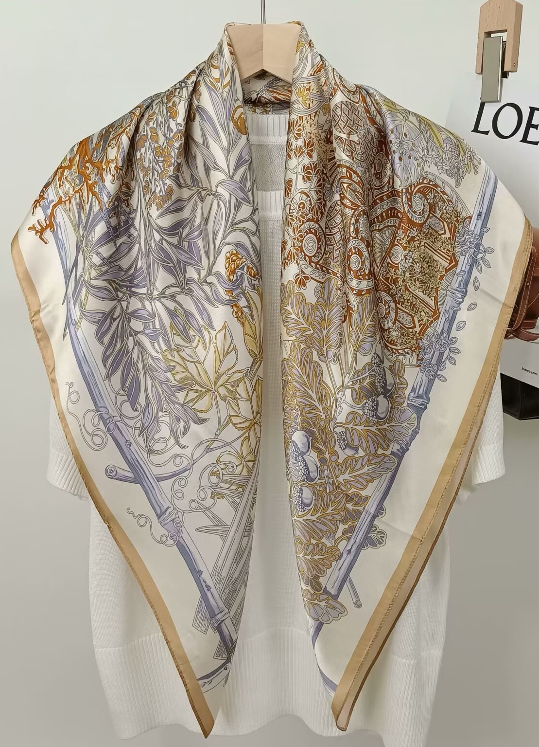 Face Scarf Mask - 90CM Dut İpek Baskılı Kare Eşarp,
